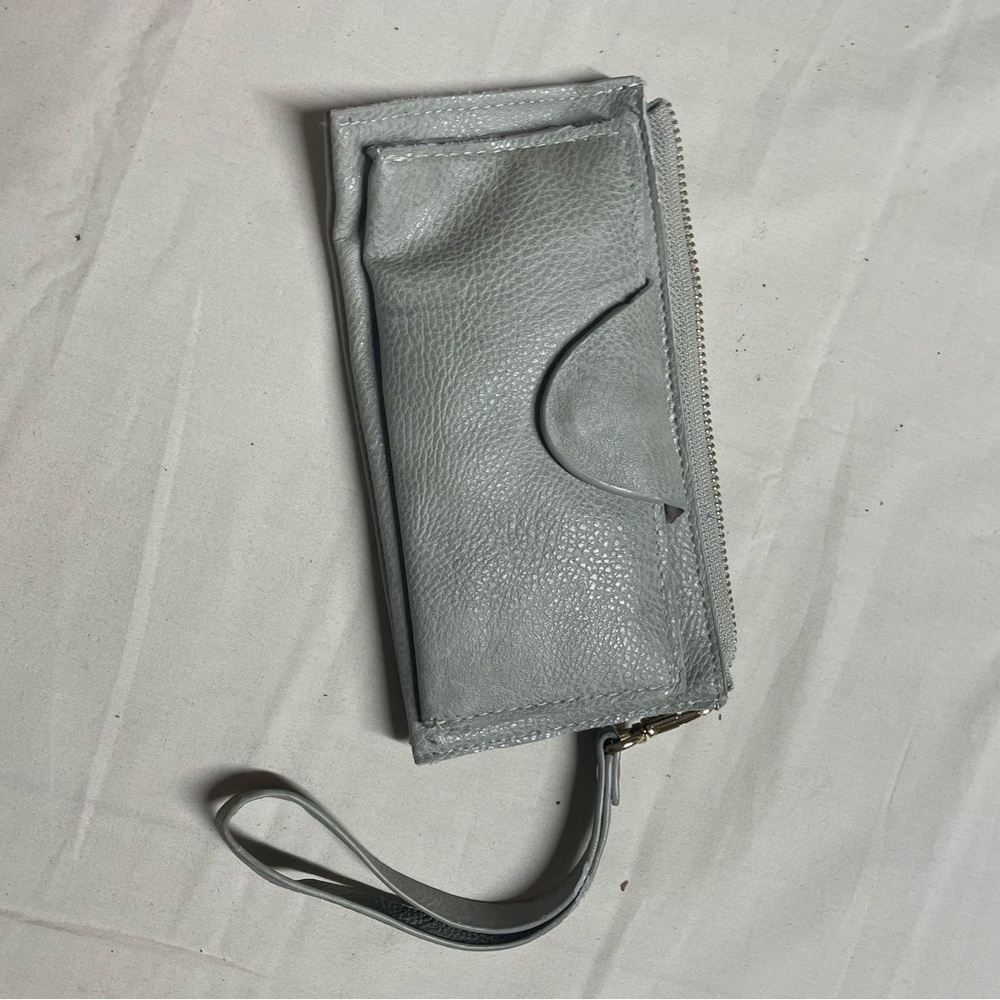 Gray Leather Wristlet Wallet